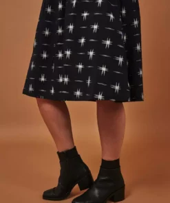 Passion Lilie Navy Stars Midi Skirt Clothing