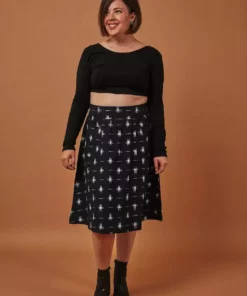 Passion Lilie Navy Stars Midi Skirt Clothing