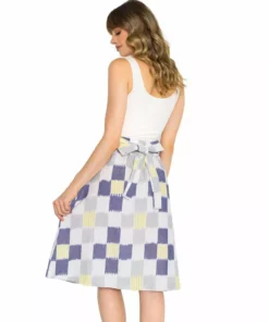 Passion Lilie Sunshine Plaid Ikat Midi Skirt