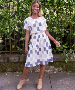 Passion Lilie Sunshine Plaid Ikat Midi Skirt