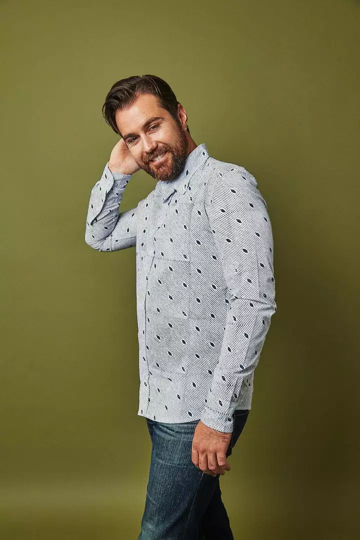 Passion Lilie Men's Diagonal Button Down Shirt 3 Passion Lilie Men's Diagonal Button Down Shirt