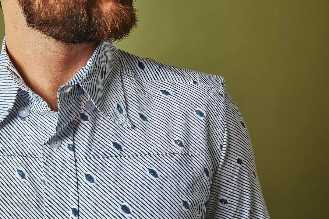 Passion Lilie Men's Diagonal Button Down Shirt 4 Passion Lilie Men's Diagonal Button Down Shirt