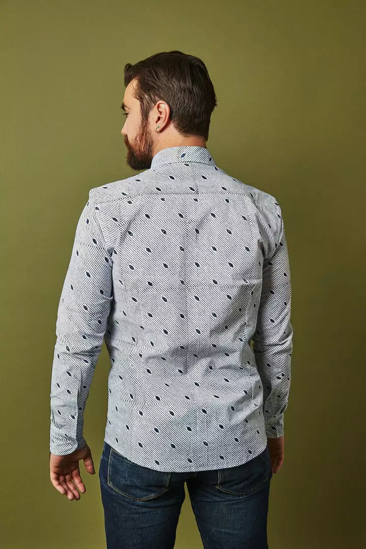 Passion Lilie Men's Diagonal Button Down Shirt 2 Passion Lilie Men's Diagonal Button Down Shirt