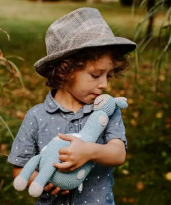 Pebble Fair Trade Large Giraffe - Duck Egg Blue