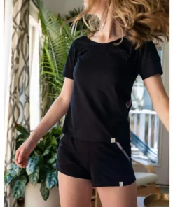 Leena & Lu Best Sellers Pima Short Pajama Set - Black