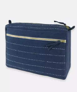 Anchal Accessories Pin Stitch Large Toiletry Bag - Navy