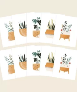 Cute Root Greeting Cards Plants And Pots Plantable Cards - 10 Pack