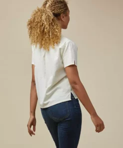 Poplinen Becky Linen Short Sleeve Button Down - Ivory