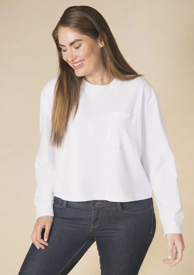 Poplinen Clothing Cindy Crop Pocket Tee - White 1 Poplinen Clothing Cindy Crop Pocket Tee - White