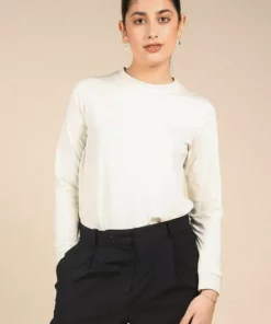 Poplinen Clothing Gwen Tencel Long Sleeve Tee - Ivory
