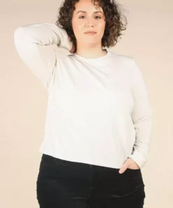 Poplinen Clothing Gwen Tencel Long Sleeve Tee - Ivory