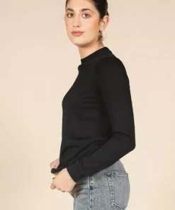 Poplinen Gwen Tencel Long Sleeve Tee - Black