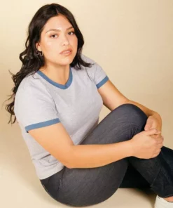 Poplinen Best Sellers Pat Bamboo Ringer Tee - Heather Gray + True Blue 5 Poplinen Best Sellers Pat Bamboo Ringer Tee - Heather Gray + True Blue