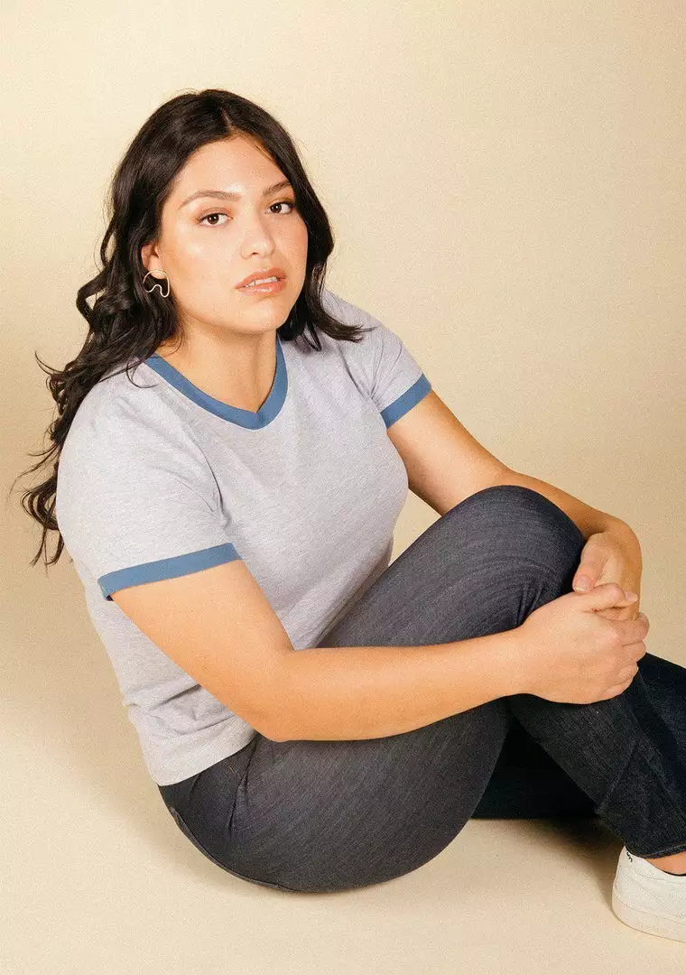 Poplinen Best Sellers Pat Bamboo Ringer Tee - Heather Gray + True Blue 3 Poplinen Best Sellers Pat Bamboo Ringer Tee - Heather Gray + True Blue