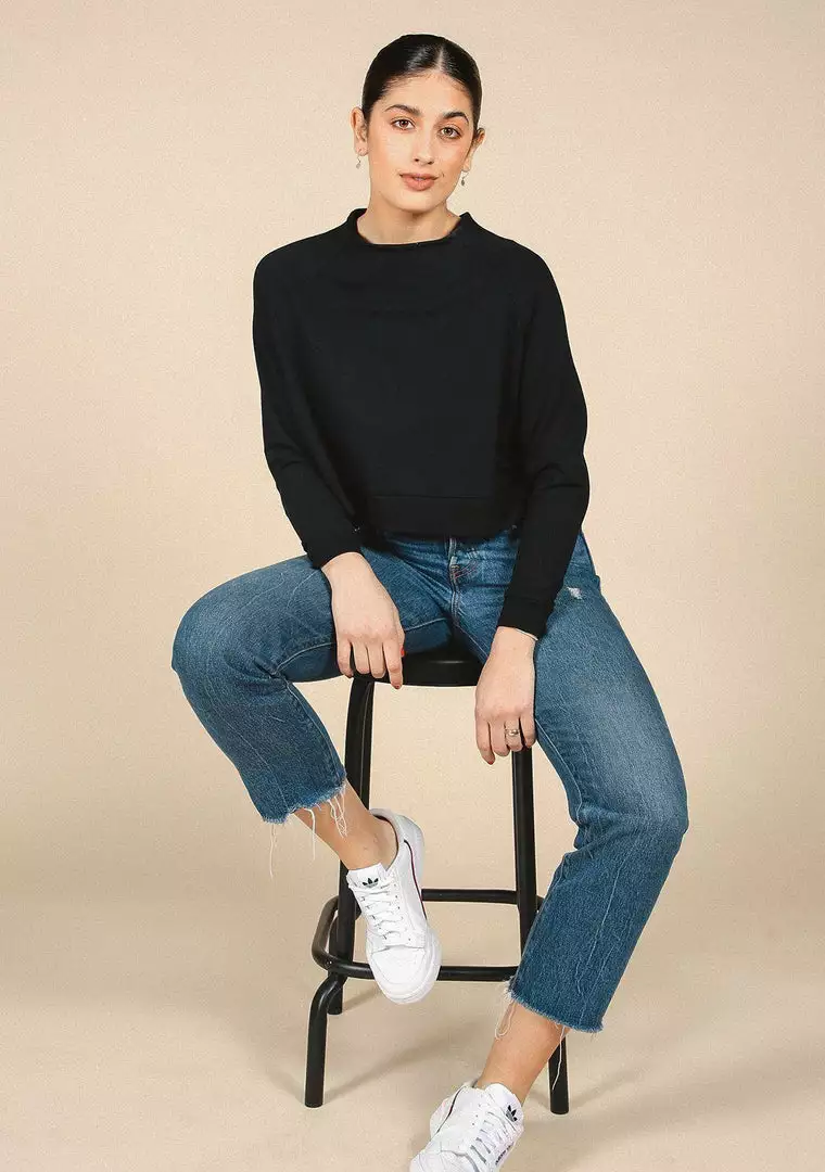 Poplinen Wilder Mock Neck Sweatshirt - Black 1 Poplinen Wilder Mock Neck Sweatshirt - Black