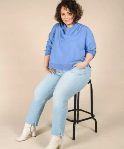 Poplinen Wilder Mock Neck Sweatshirt - Periwinkle Clothing