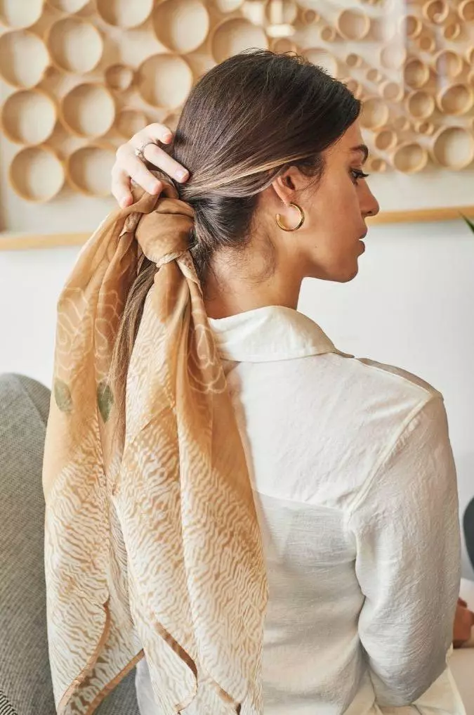 Studio Variously Primrose Cinnamon Silk Scarf 7 Studio Variously Primrose Cinnamon Silk Scarf