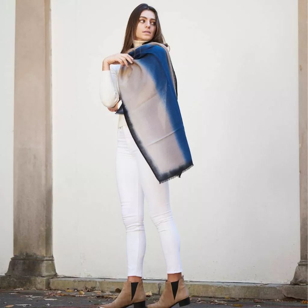 Studio Variously Prussian Cashmere Scarf 4 Studio Variously Prussian Cashmere Scarf