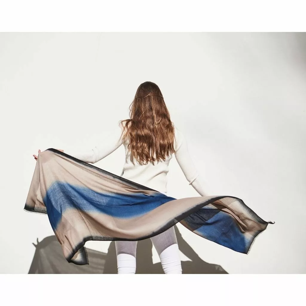 Studio Variously Prussian Cashmere Scarf 3 Studio Variously Prussian Cashmere Scarf