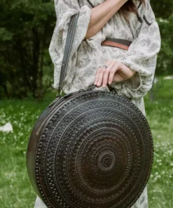 Purse & Clutch Embossed Circle Shoulder Bag - Charcoal Accessories 11 Purse & Clutch Embossed Circle Shoulder Bag - Charcoal Accessories