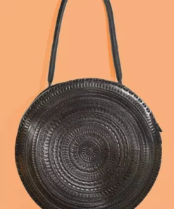 Purse & Clutch Embossed Circle Shoulder Bag - Charcoal Accessories