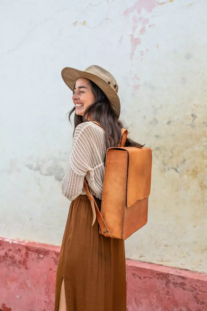 Purse & Clutch Leather Laptop Backpack - Russet Brown Accessories 1 Purse & Clutch Leather Laptop Backpack - Russet Brown Accessories