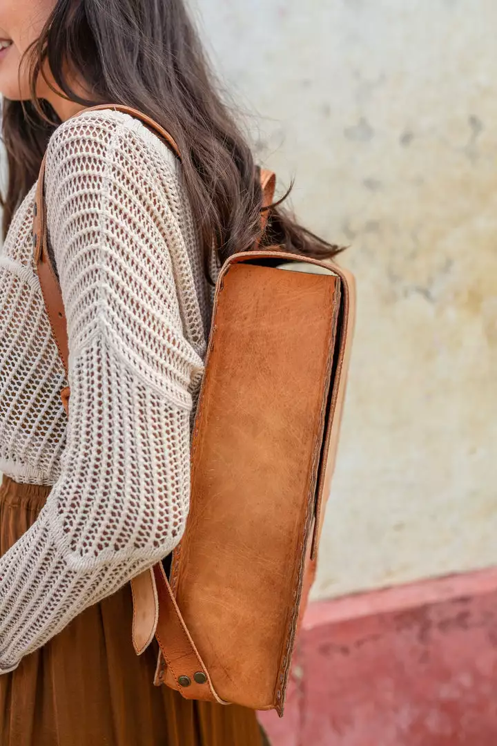 Purse & Clutch Leather Laptop Backpack - Russet Brown Accessories 5 Purse & Clutch Leather Laptop Backpack - Russet Brown Accessories