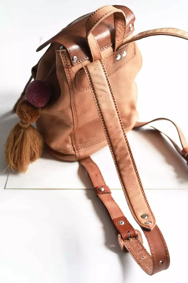 Purse & Clutch Leather Backpack - Russet Brown Handcrafted 3 Purse & Clutch Leather Backpack - Russet Brown Handcrafted