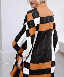 Anchal Clothing Quilted Patchwork Plaid Cocoon Jacket