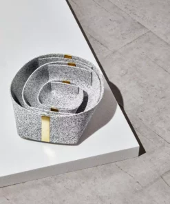 Slash Objects Recycled Rubber + Brass Basket Set - Gris