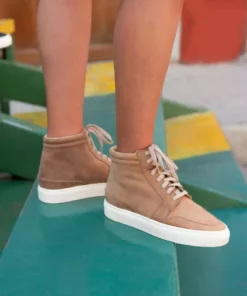 Nisolo Reina High Top Sneaker - Tobacco Sale