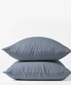 Coyuchi Fair Trade Relaxed Linen Pillowcase Set - Harbor Blue