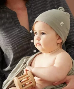 Coyuchi Remi Baby Blanket + Beanie Set - Laurel