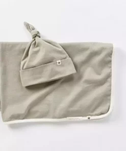 Coyuchi Remi Baby Blanket + Beanie Set - Laurel