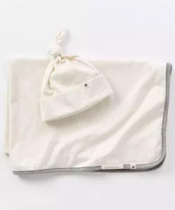 Coyuchi Remi Baby Blanket + Beanie Set - Undyed