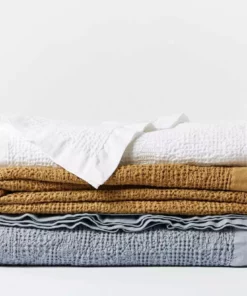 Coyuchi Reyes Waffle Blanket - Steel Blue 5 Coyuchi Reyes Waffle Blanket - Steel Blue