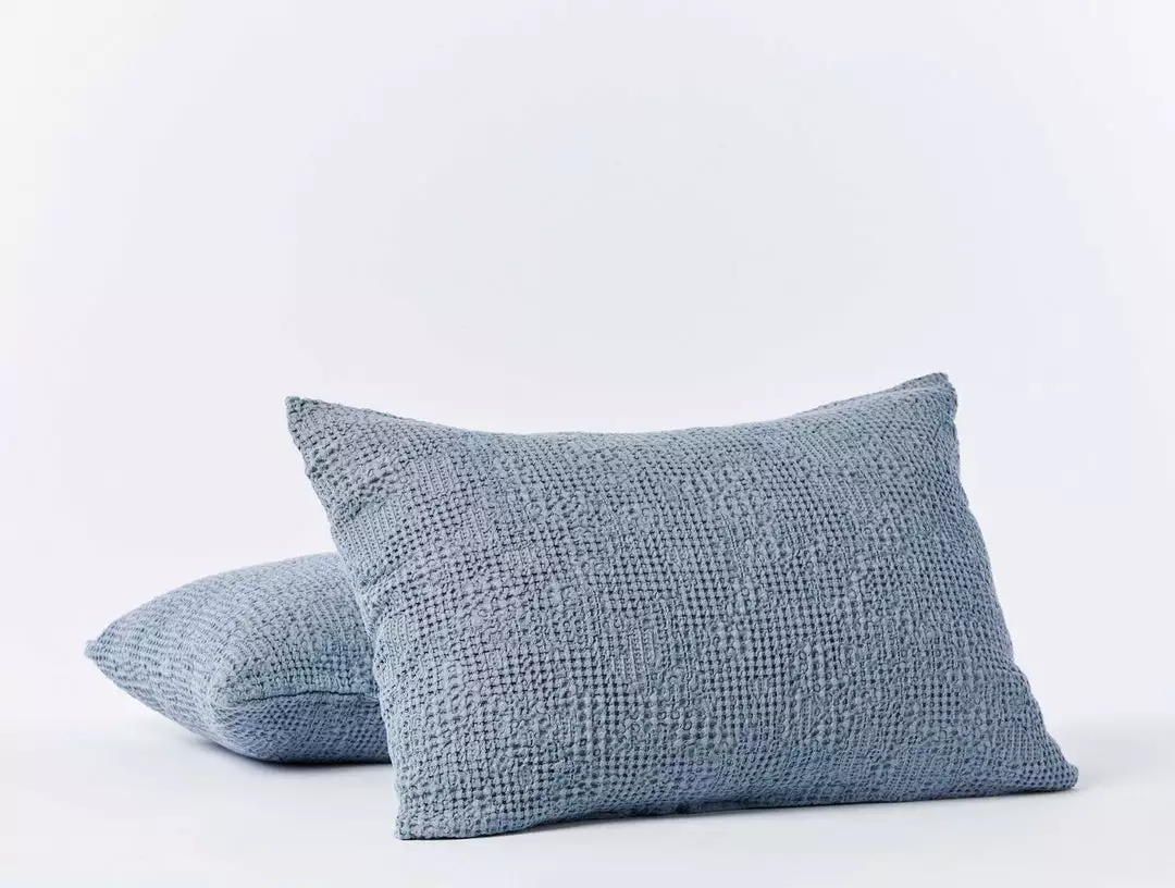 Coyuchi Reyes Waffle Sham - Steel Blue 1 Coyuchi Reyes Waffle Sham - Steel Blue