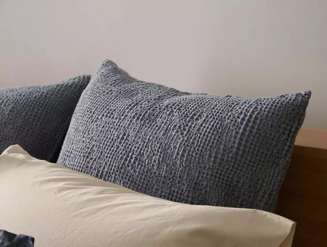 Coyuchi Reyes Waffle Sham - Steel Blue 3 Coyuchi Reyes Waffle Sham - Steel Blue