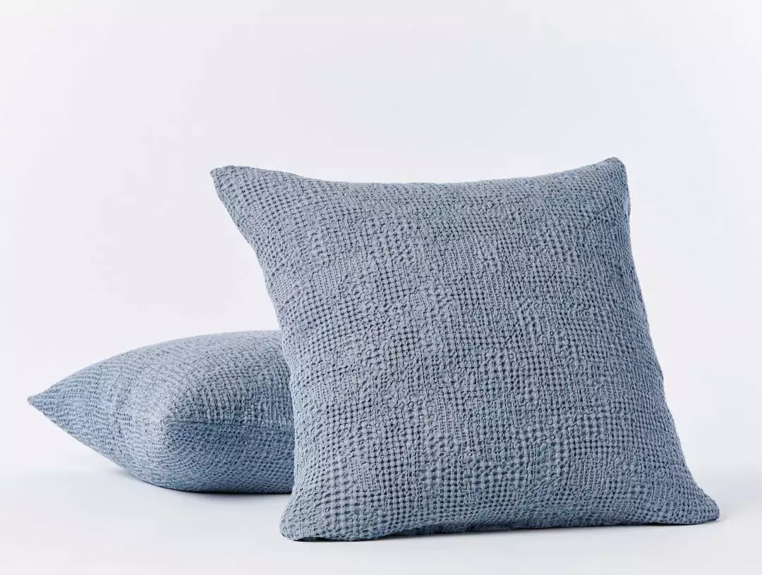 Coyuchi Reyes Waffle Sham - Steel Blue 2 Coyuchi Reyes Waffle Sham - Steel Blue