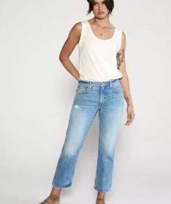 ÉTICA Rhea Midrise Straight Crop Jean - Storm Surge