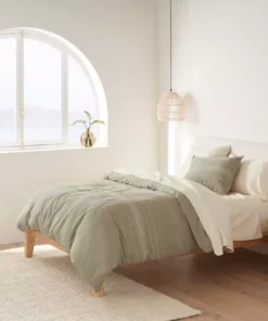 Coyuchi Home Goods Rippled Stripe Sham - Alpine White / Pale Gray