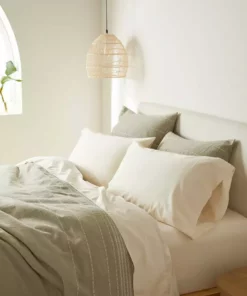 Coyuchi Home Goods Rippled Stripe Sham - Alpine White / Pale Gray