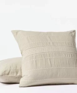 Coyuchi Home Goods Rippled Stripe Sham - Alpine White / Pale Gray