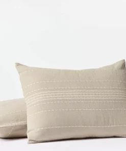 Coyuchi Home Goods Rippled Stripe Sham - Alpine White / Pale Gray