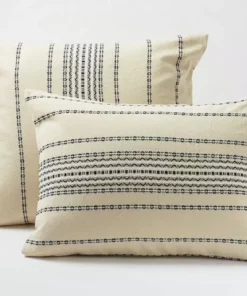 Coyuchi Home Goods Rippled Stripe Sham - Alpine White / Pale Gray