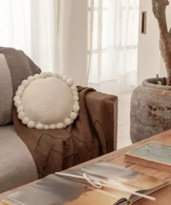 Village Thrive Round Pom Pom Throw Pillow Cover