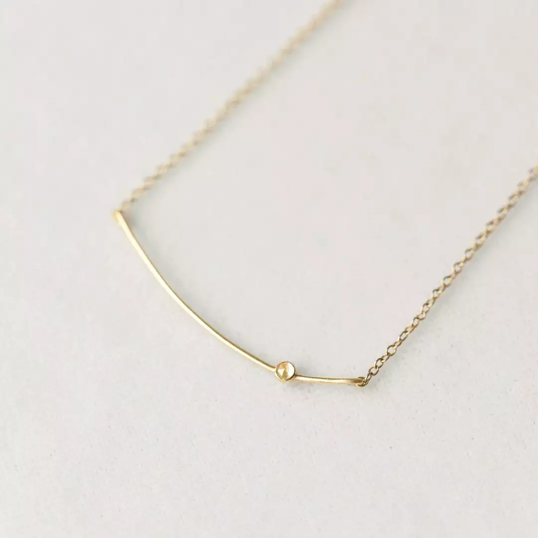 Sara Patino Jewelry Curved Bar Recycled Necklace - White Topaz Best Sellers 1 Sara Patino Jewelry Curved Bar Recycled Necklace - White Topaz Best Sellers