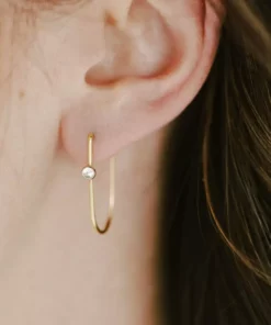 Sara Patino Jewelry Gold Recycled Hoop - White Topaz Best Sellers