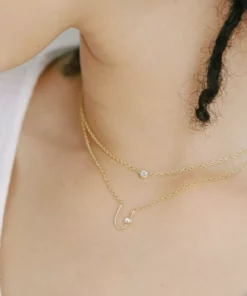 Sara Patino Jewelry Gold Lucky U Recycled Pendant Necklace - White Topaz