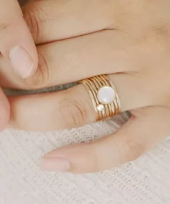 Sara Patino Jewelry Gold Recycled Stacking Ring - White Topaz Best Sellers